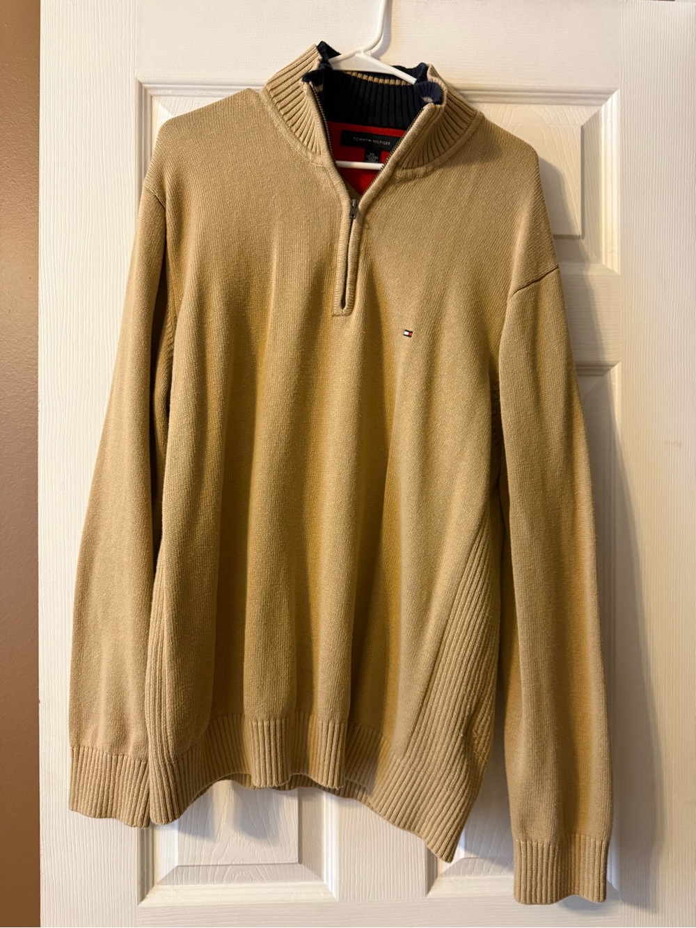 Tommy Hilfiger Men’s Tan Half-Zip Sweater